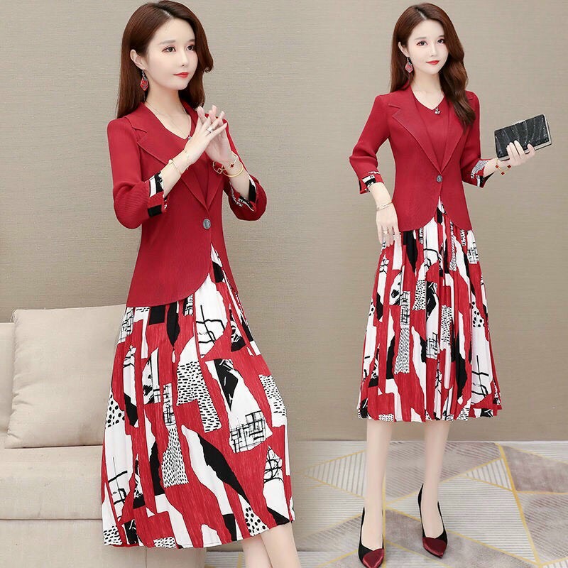 Set Đầm Dập Ly Kèm Áo Khoác - HN955